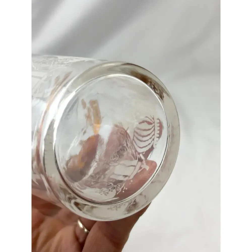 Vintage Federal Glass Tumblers Set of 4 Clear Drinking Glass Gold Accent Design‎